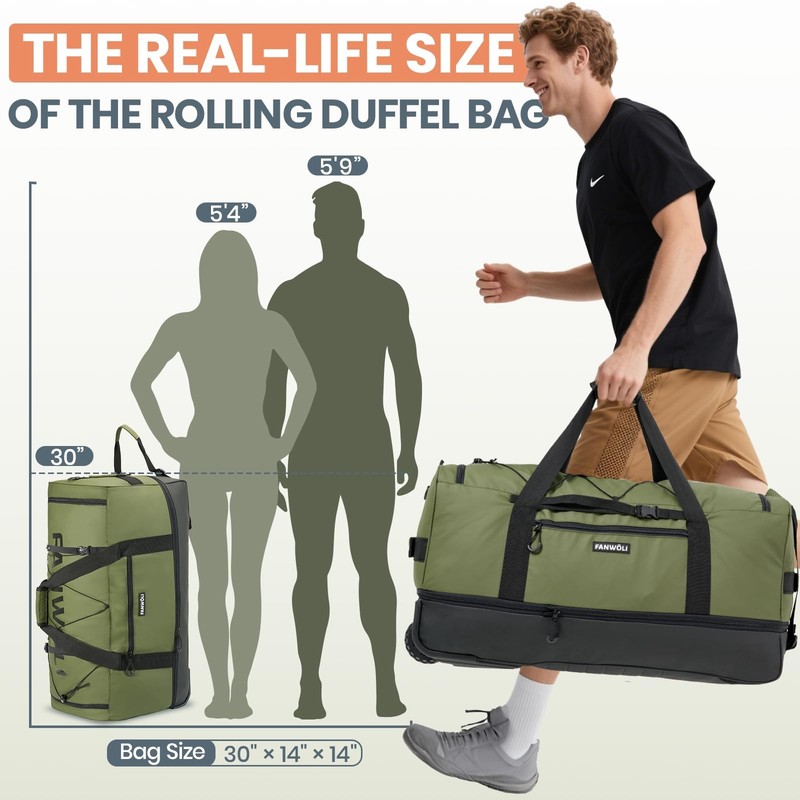 Collapsible Expandable 100L-120L Large Rolling Duffle Bag 30" Waterproof Travel gallery