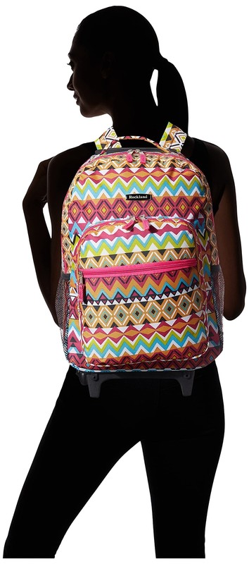 Rockland Double Handle Rolling Backpack Tribal 17-Inch gallery