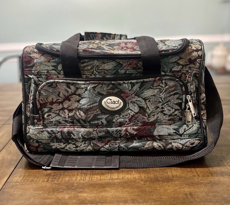 VINTAGE CIAO CANVAS TAPESTRY BAG/DUFFEL/CARRY ON Floral Multicolored 15x10X8 EUC