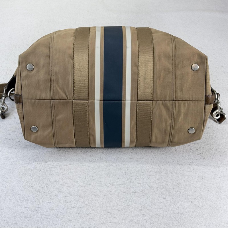 Fossil Duffel Bag Brown 19" Travel Case Adjustable Strap Carry On Nylon Leather gallery