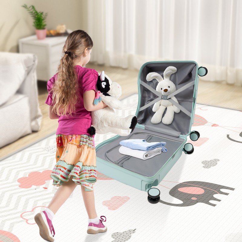 18″ Kids Ride-On Suitcase Children’s Rolling Luggage Case Password Lock+Stickers