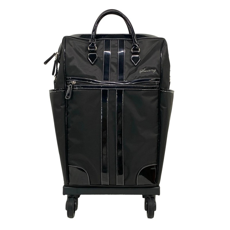 SWANY Dark Gray Black Nylon Patent Leather Plastic Suitcase