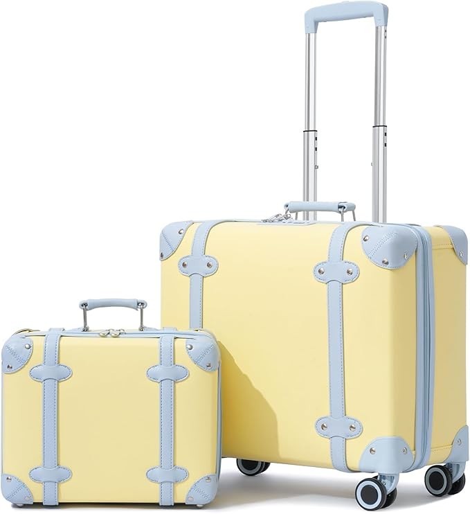 Stylish Vintage Luggage Set with Wheels – Retro Suitcases for Travelers