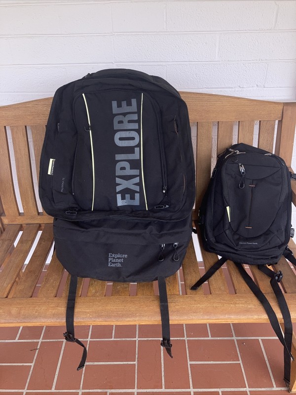 Explore Planet Earth Palooka 75 Convertible backpack luggage with Day pack.￼
