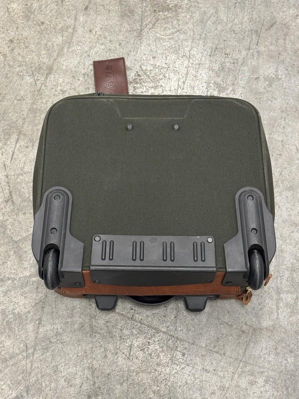 Orvis Battenkill Rolling Briefcase Business Class Bag Leather Green Canvas 16x14 gallery