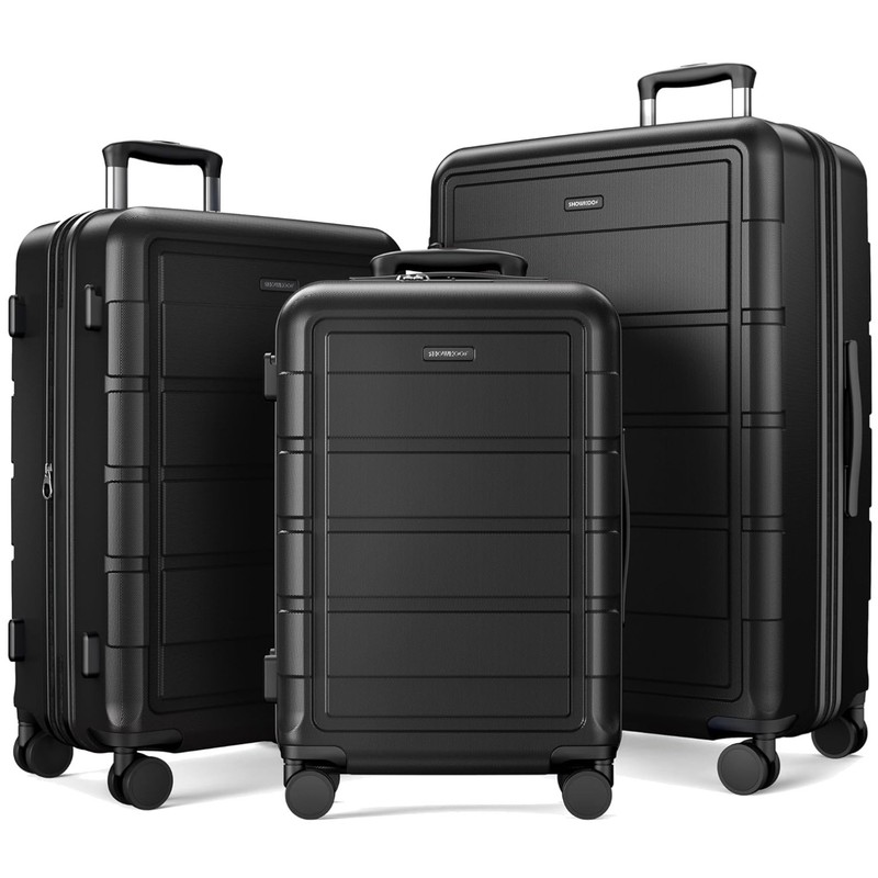 PC Luggage Set TSA Lock Black