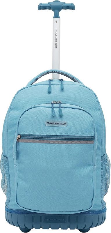 18″ Rolling Backpack with Shoulder Straps, Aqua