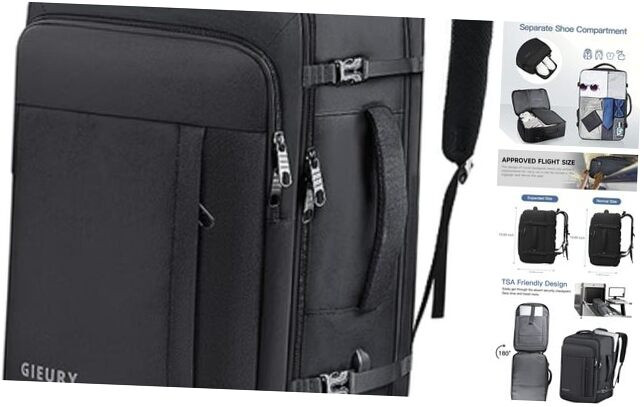 Carry On Backpack, 50L Travel Backpack, Luggage Backpack TSA Flight Approved