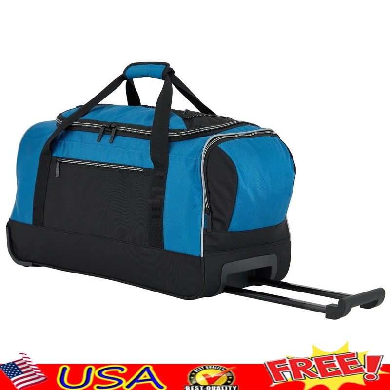 Rolling Duffel Bag Travel Water-Resistant Telescopic Handle Inline Skate Wheels