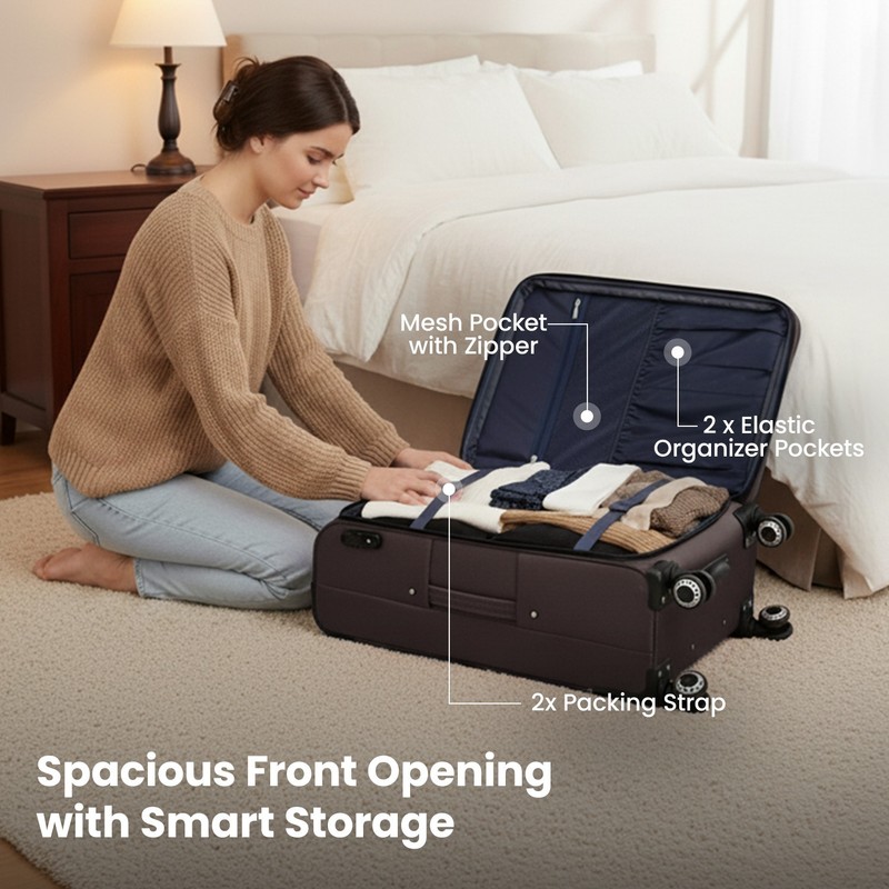 Softside Luggage Set Lightweight Expandable Large Capacity Travel Suitcase Set gallery