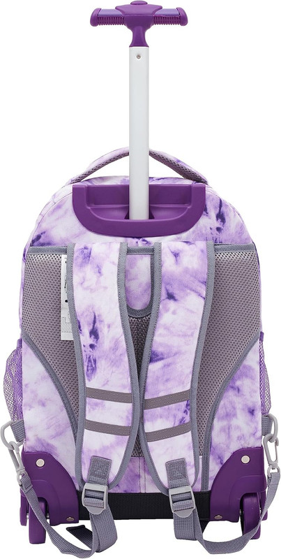 18" Rolling Backpack with Shoulder Straps, Purple Tye gallery