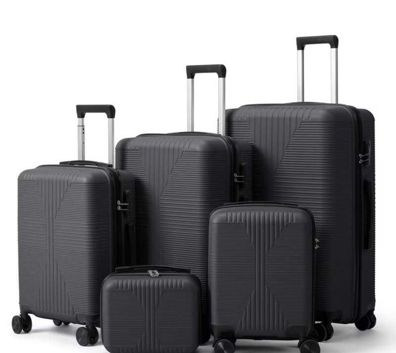 Hardcase Spinner Luggage Set 5-Piece ABS Plastic Black 12/16/20/24/28″