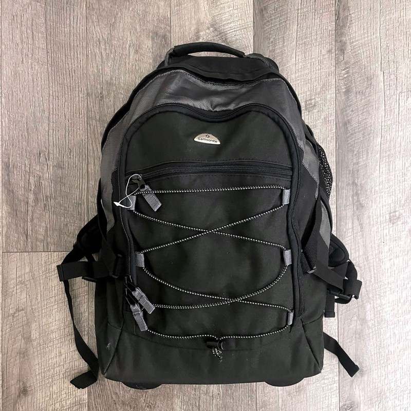 Samsonite Wheeled Backpack Black Grey Rolling Travel School Bag Carry On Luggage gallery