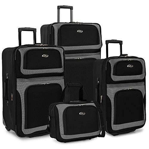 New Yorker Lightweight Expandable Rolling 4-Piece Set (15/21/25/29) Black