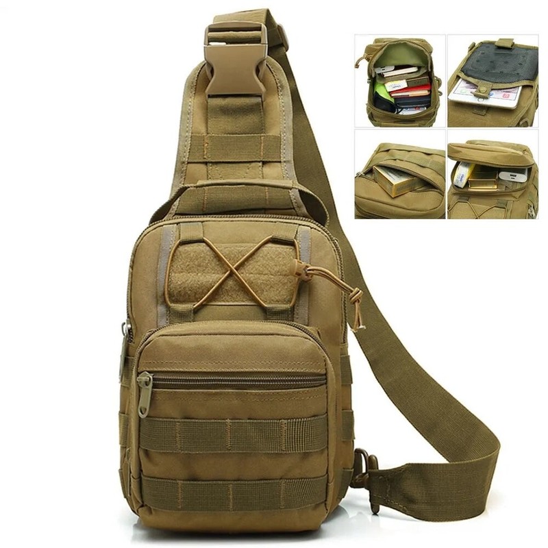 Men Shoulder Bag Backpack Molle Tactical Sling Chest Pack Outdoor Hiking Travel