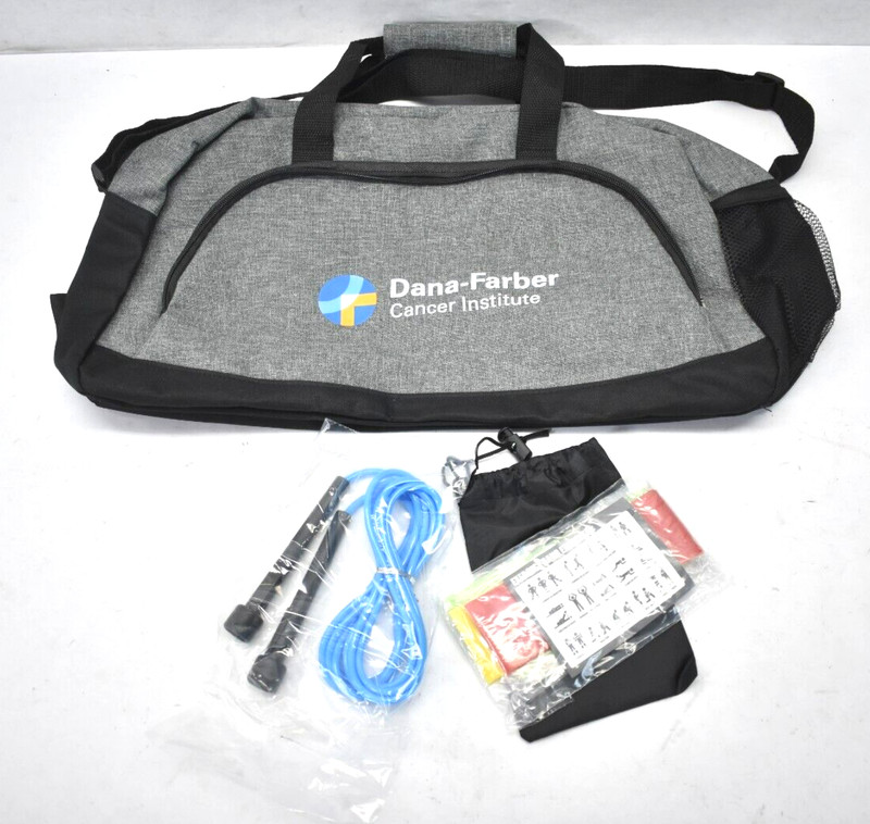 Travel Duffel Bag w Jump Rope & Exercise Bands Accessories Gray/Black BRANDED