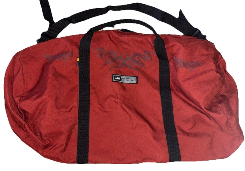 REI Canvas Duffle Bag Rust Orange Tribal Design For Hiking Camping Travel NWOT