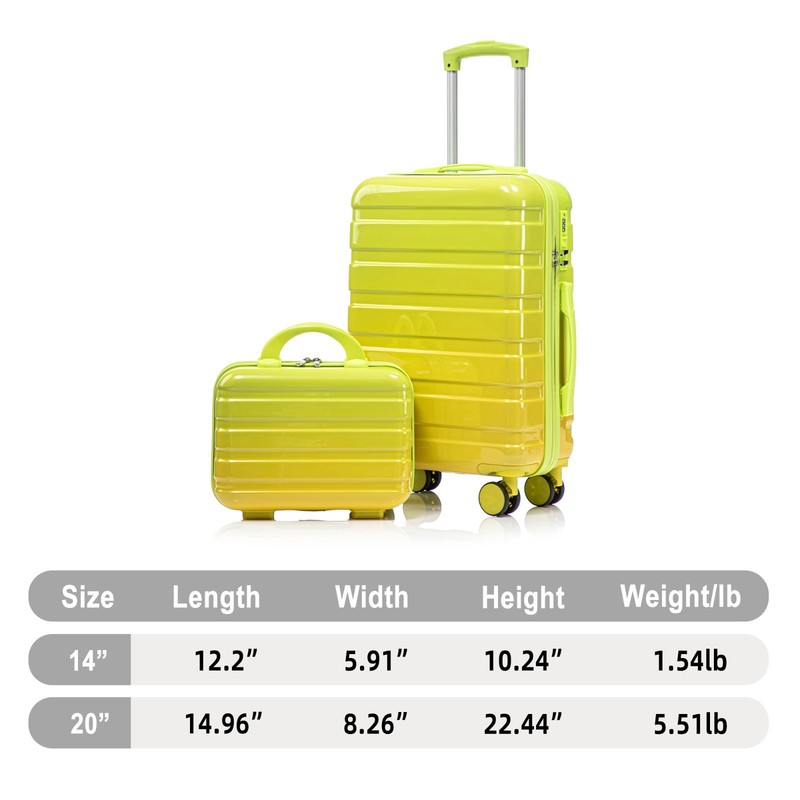 PC Spinner Luggage 14" 20" Set, Gradient Color, Lock, Carry-On gallery