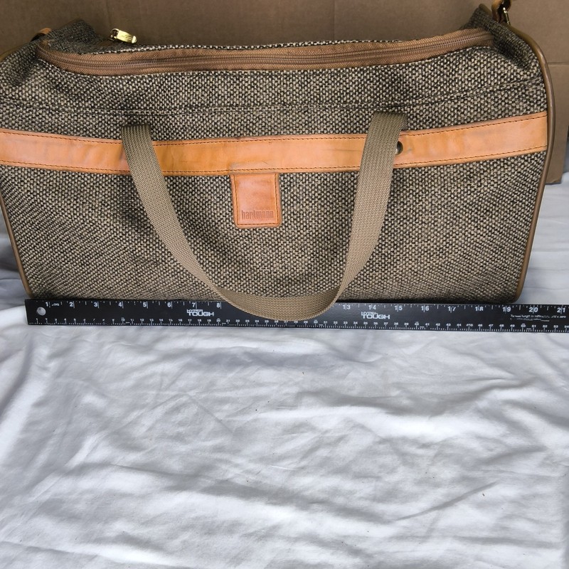 Vintage Hartmann Tweed Leather Duffle Bag Weekender Carry On Travel Overnight 20 gallery