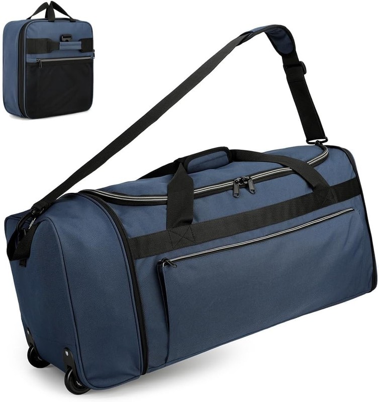Foldable Rolling Duffle Bag with Wheels, 80L Large Duffle Bag for Travel, Car…