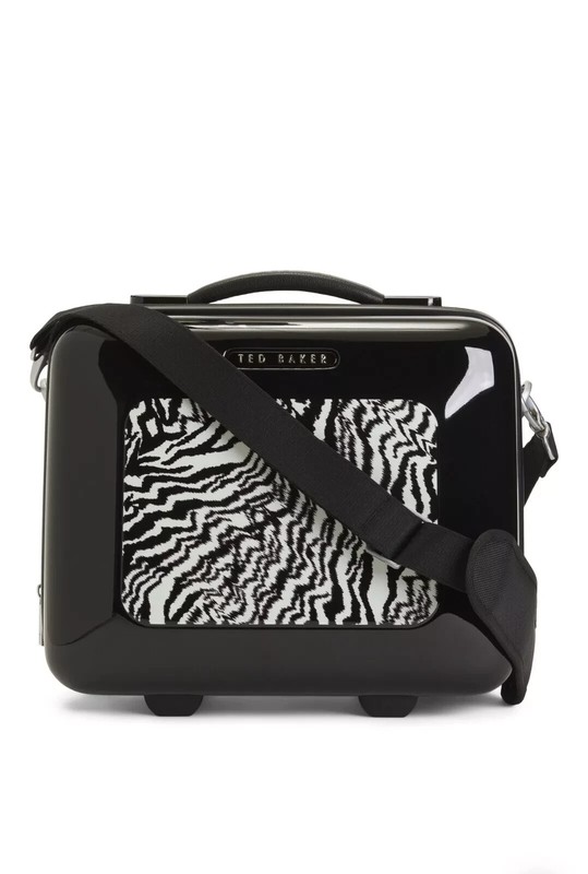 TED BAKER Take Flight Zebra Hardcase Vanity Case Luggage Travel Black White NEW