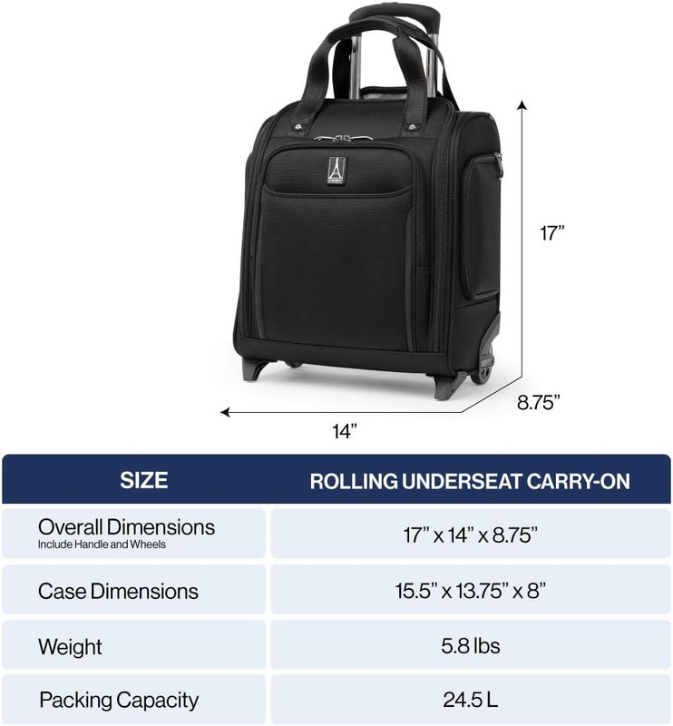 Crew Classic Lightweight Softside Luggage, Rolling Underseat Carry on Bag, 14" L gallery