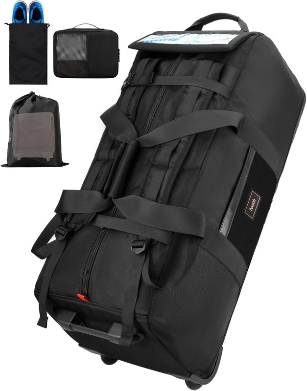 Foldable 90L Rolling Duffel Bag W/ Wheels Extra Large Travel Duffle W/ Backpack