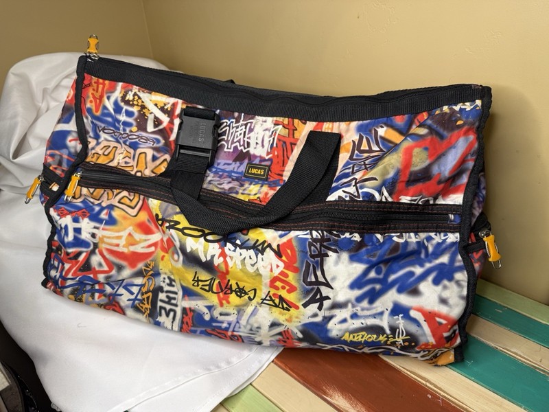 Lucas Multicolor Abstract Graffiti Large Duffle Bag Adjustable Straps Zippered