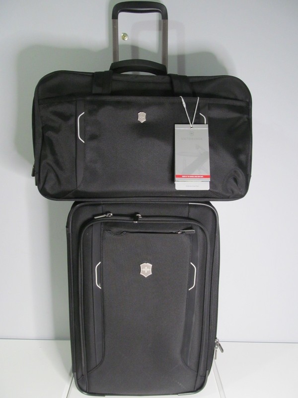 Victorinox Werks Black Luggage Set 2 Wheel Carry On &Laptop Cargo Duffle-USB-NWT
