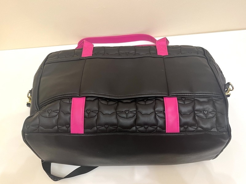 Betsey Johnson Cat Weekender Bag Set Black with Pink Travel Bag & Crossbody Bag gallery
