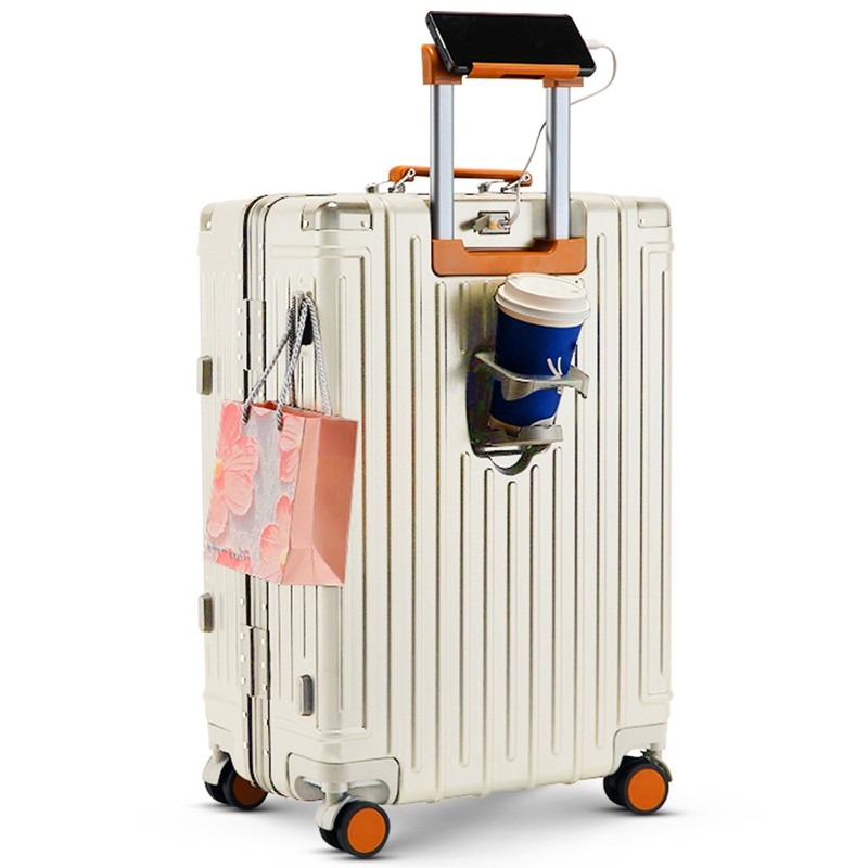 22″ Hardside Spinner Suitcase USB Port Cup Holder Phone Stand Travel Luggage