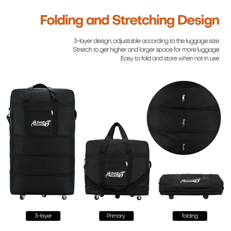 32 Inch 3-layer Expandable Rolling Wheeled Duffle Bag Luggage Spinner Suitcase gallery