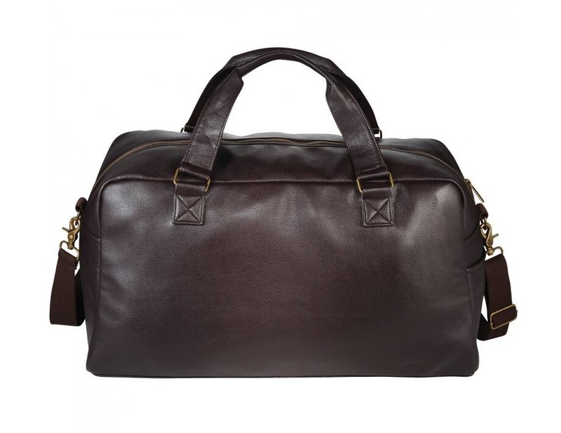 NEW Leed's Oxford 20" Weekender Executive Duffel Travel Bag Brown Faux Leather gallery