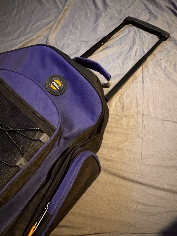 Jeep Rolling Backpack Convertible Wheeled Travel Bag Blue Black Approx. 21” gallery