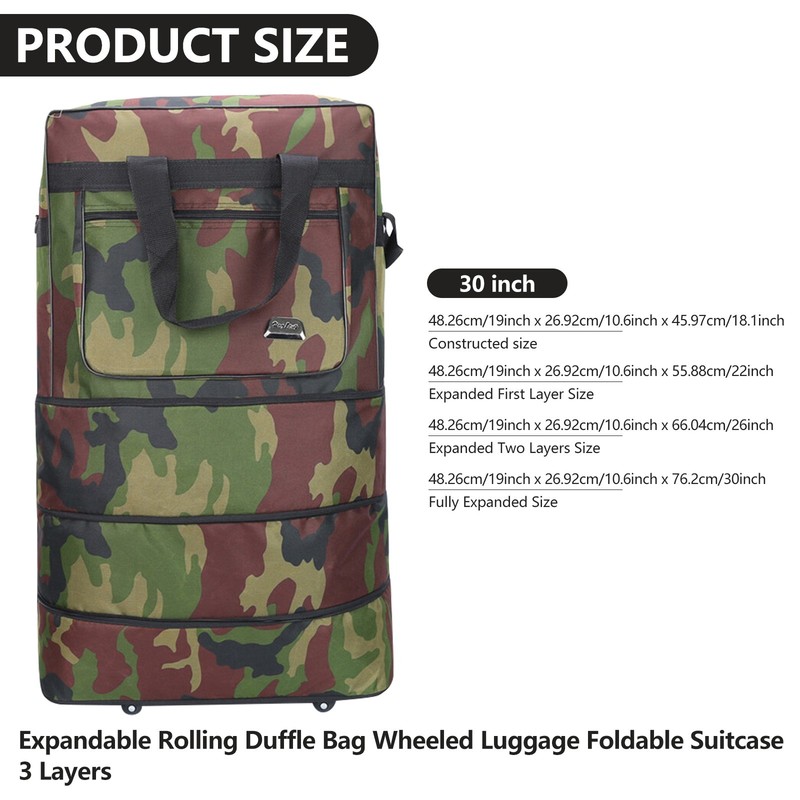 Travel Bag with Wheels Expandable Foldable Luggage Bag Collapsible Rolling Bag
