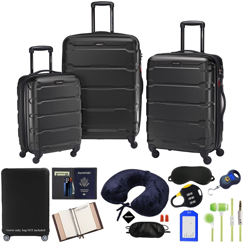 Samsonite Omni Hardside Nested 3pc. Luggage Set, Black w/ 10pc Accessory Kit gallery