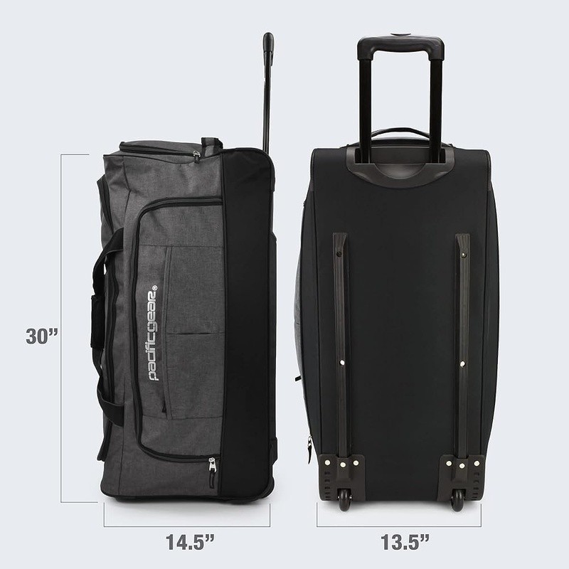 Durable Polyester Travel Luggage W/ Zipper Closure & Inline Skate Wheels Gray gallery