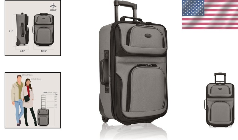 28L Rio Expandable Softside Rolling Suitcase with Water-Resistant Fabric - Grey gallery