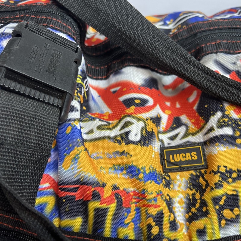 Lucas Multicolor Abstract Graffiti Large Duffle Bag Adjustable Straps Zippered gallery