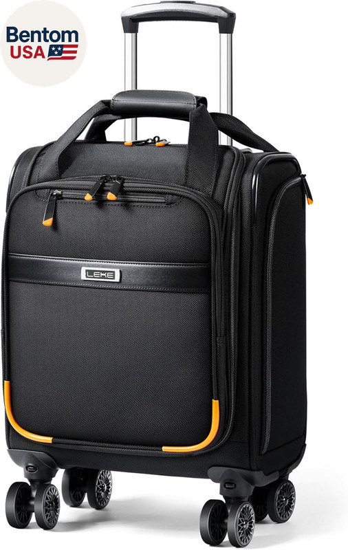 Underseat Carry on Luggage with Spinner Wheels,16 Inch Softside Suitcase with De