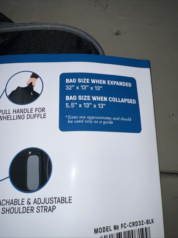 First Class 32" Expandable Collapsible Rolling Duffel Bag Black Pack & Go gallery