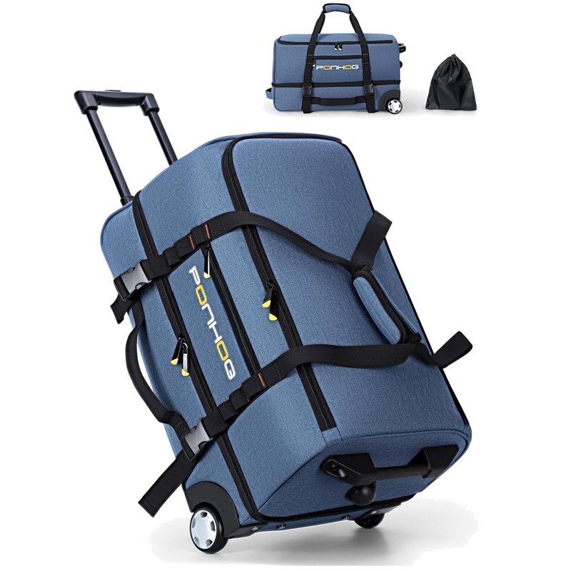 22-Inch Rolling Duffel with Wheels – Weekend Travel, Blue