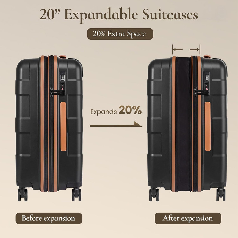 Expandable Luggage Set with Backpack - 21In Suitcase with TSA Lock & Spinner Whe gallery