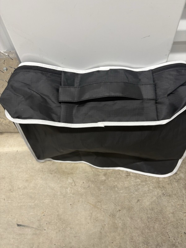 15" Black Nylon Mesh Panel Accessory Travel Bag White Piping Zipper Handle gallery