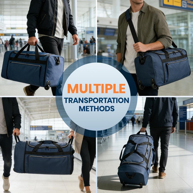 Uarition 80L Foldable Rolling Duffle Bag with Wheels, 28” Large Duffle Bag fo... gallery