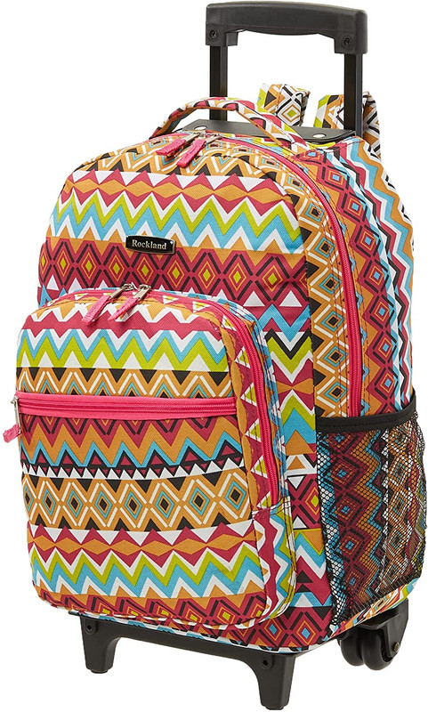 Double Handle 17″ Rolling Backpack, Tribal
