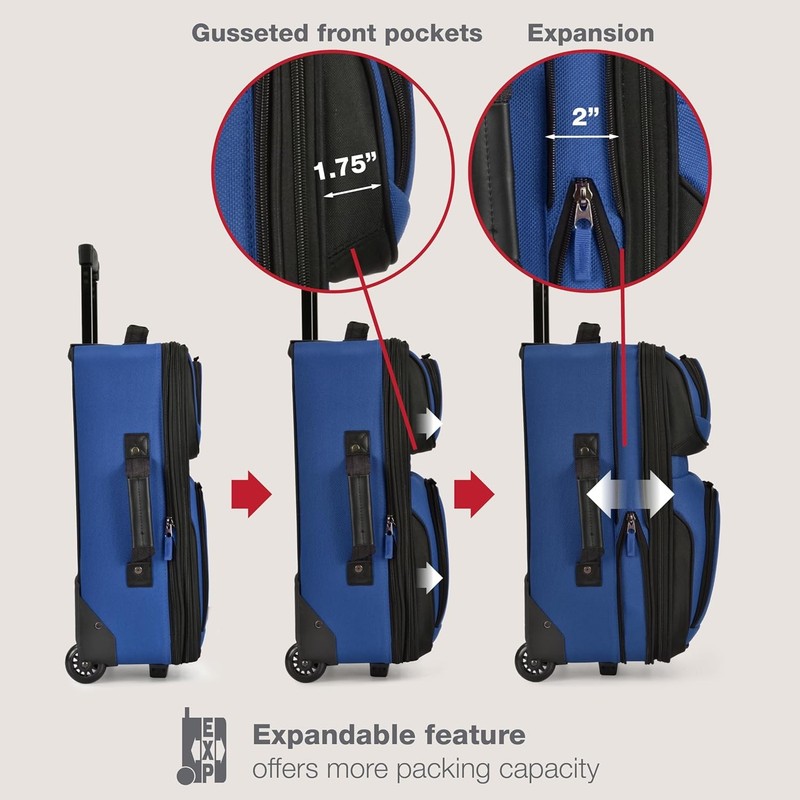 Rio Softside Expandable Carry-On Rolling Luggage, Royal Blue, 2 Wheel Set gallery