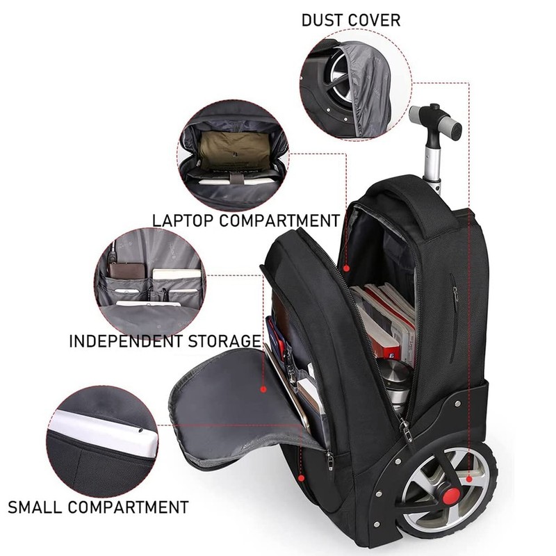 Waterproof Rolling Backpack, Backpack with Wheels for Business and Travel Com... gallery