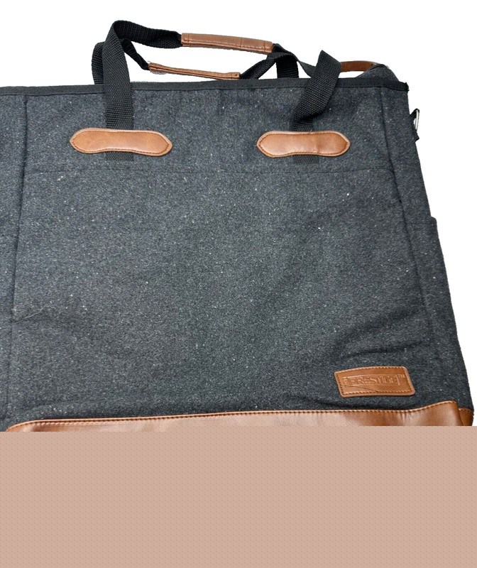 PRESTIGE Laptop Bag Gray with Tan Trim Shoulder Padded