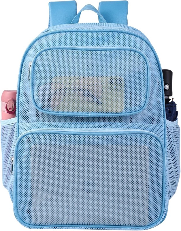 Covax Mesh Semi-Transparant Light Blue College/Travel Backpack